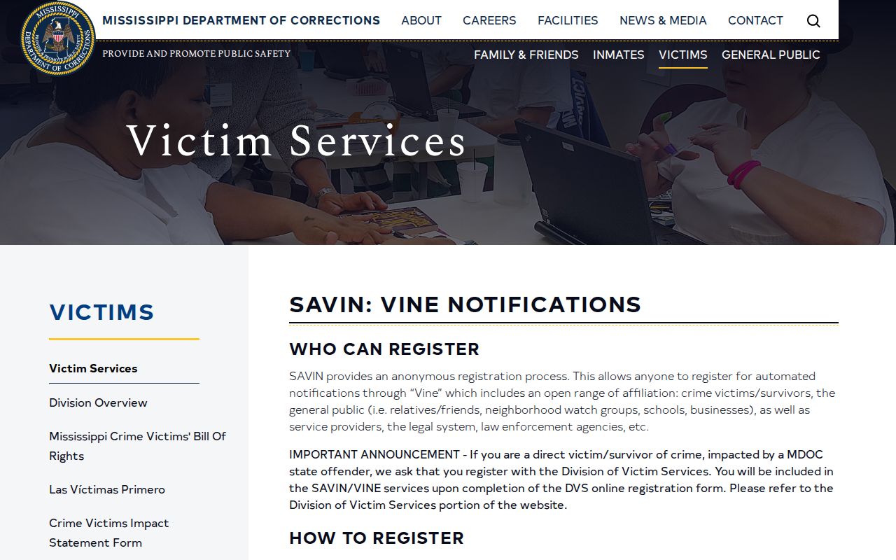 Tallahatchie County release alert guidance from Mississippi SAVIN